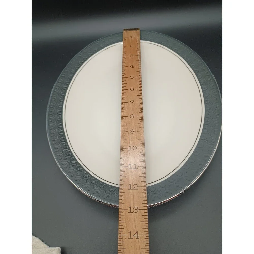 Franciscan Midnight Mist Embossed 13” Oval Serving Platter MCM Platinum Accent